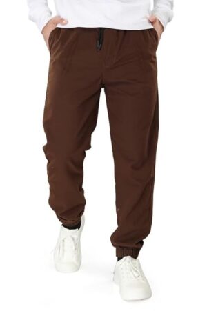 UNOseven Boys Basic Cotton Jogger Pant - Brown, 13-14Y (S)
