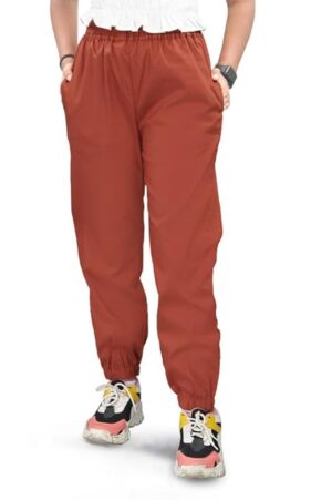 UNOseven Girls Stylish Basic Joggers - Brown, 13-14Y (S)