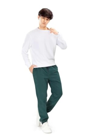 UNOseven Boys Basic Cotton Jogger Pant - Teal Green, 13-14Y (S)