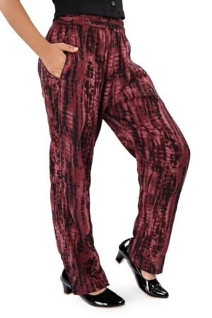 UNOseven Girls Printed Rayon Pyjama Fashion Pant - Brown, 9-10Y