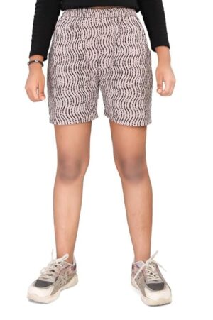 UNOseven Girls Printed Cotton Shorts - Pink, 7-8Y