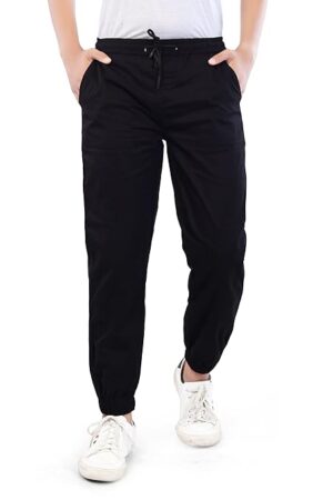 UNOseven Boys Basic Cotton Jogger Pant - Black, 13-14Y (S)