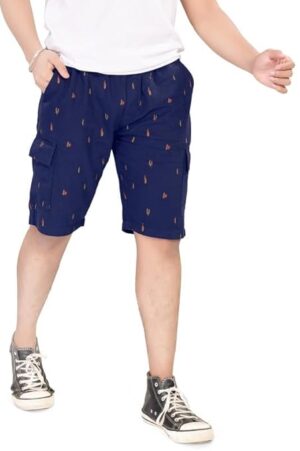 UNOseven Boys Twill Cotton Cargo Printed Capri