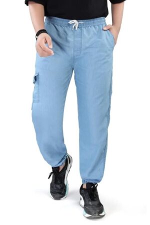 UNOseven Men's Denim Multi Pocket Cargo Jogger Pant - Ice Blue, S