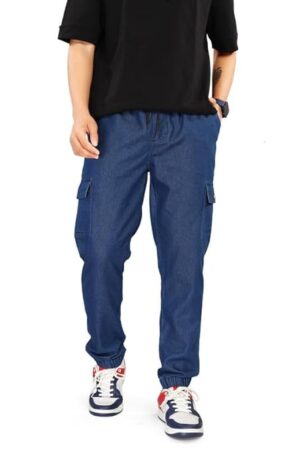 UNOseven Men's Denim Multi Pocket Cargo Jogger Pant - Blue, S