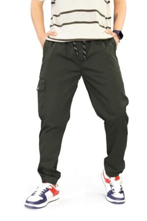 UNOseven Men's One Side Cargo Cotton Jogger Pant - Dark Green, S