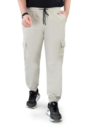 UNOseven Men's Multi Pocket Cargo Cotton Jogger Pant - Cream, S
