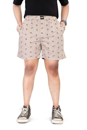 UNOseven Boys Cotton Printed Shorts - Cream, 13-14Y (S)
