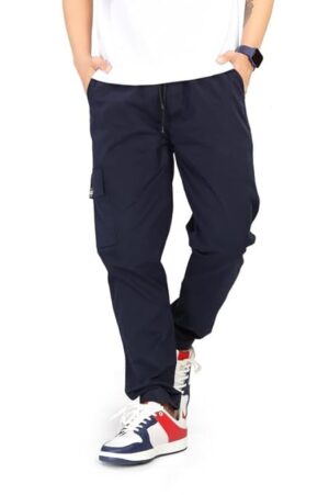 UNOseven Men's One Side Cargo Cotton Jogger Pant - Navy Blue, S