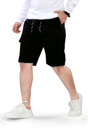 UNOseven Boys Cotton Cargo Capri - Black, 13-14Y (S)