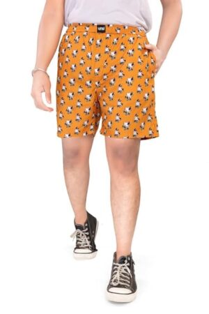 UNOseven Boys Cotton Printed Shorts - Orange, 13-14Y (S)