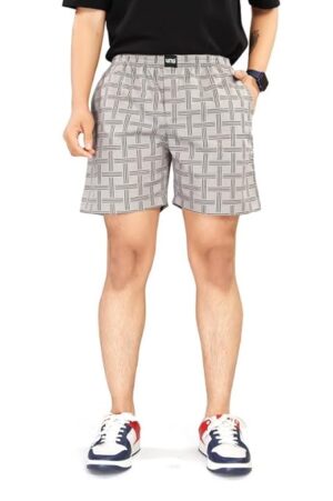 UNOseven Boys Cotton Printed Shorts - Grey, 13-14Y (S)