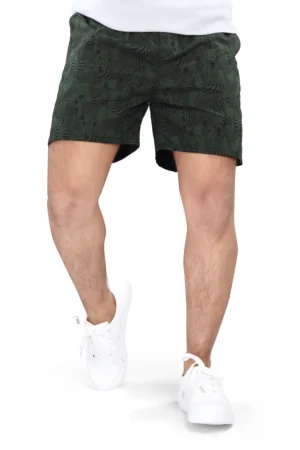UNOseven Boys Cotton Printed Shorts - Dark Green, 7-8Y