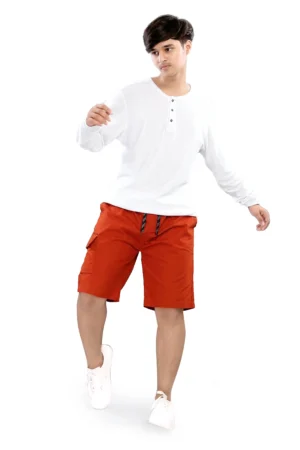 UNOseven Boys Cotton Cargo Capri - Rust, 13-14Y (S)