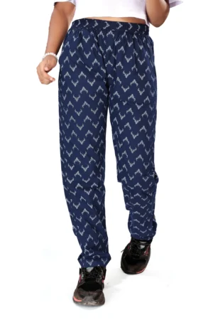 UNOseven Girls Printed Cotton Woven Fashion Pants - Dark Blue, 13-14Y